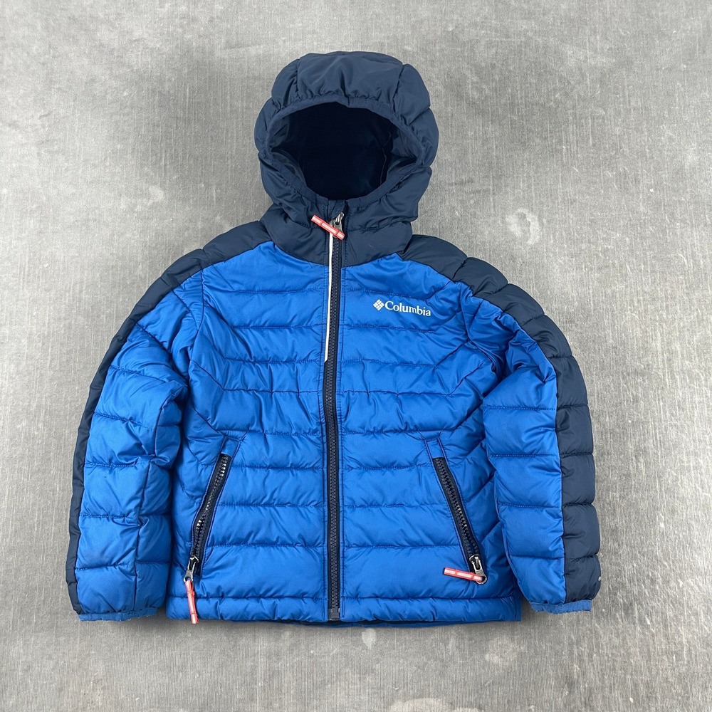 Columbia Kids XXS 4/5 Blue Puffer Jacket Omni-Heat Hooded Coat XB0085
